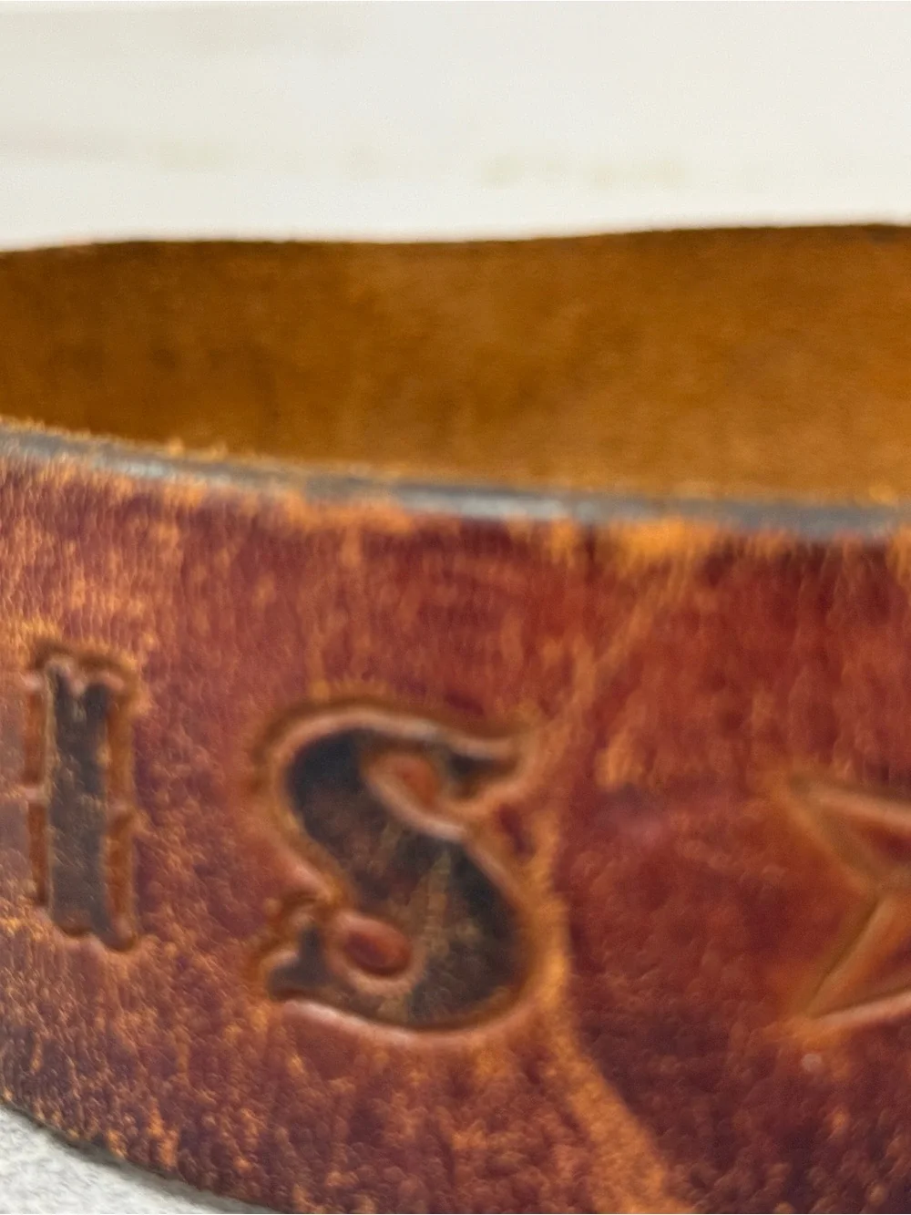 Vintage LONESOME Tooled Leather Western Belt Strap Stars Cowboy